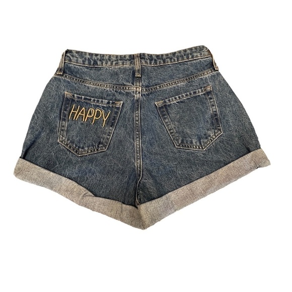 WILD FABLE Highest Rise Mom Shorts, HAPPY Stitched on Back Pocket, Boho Festival - Picture 1 of 13